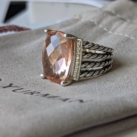 David Yurman Wheaton Morganite & Diamond Ring - Picture 1 of 14
